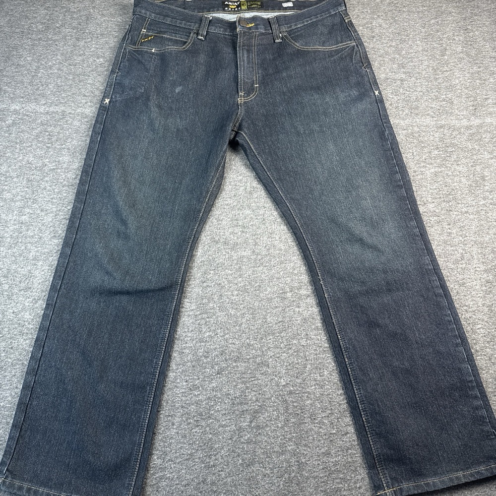 Ariat Jeans Mens 38x30 Blue Denim Rebar M5 Straight Leg Western Cowboy Rodeo